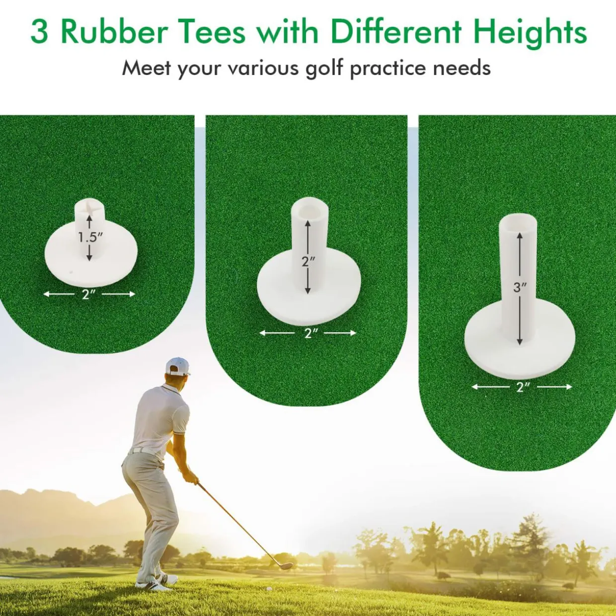 Tangkula 5ft x 3 ft Golf Hitting Mat, Artificial Turf Grass Mat with 3 Rubber Golf Tees
