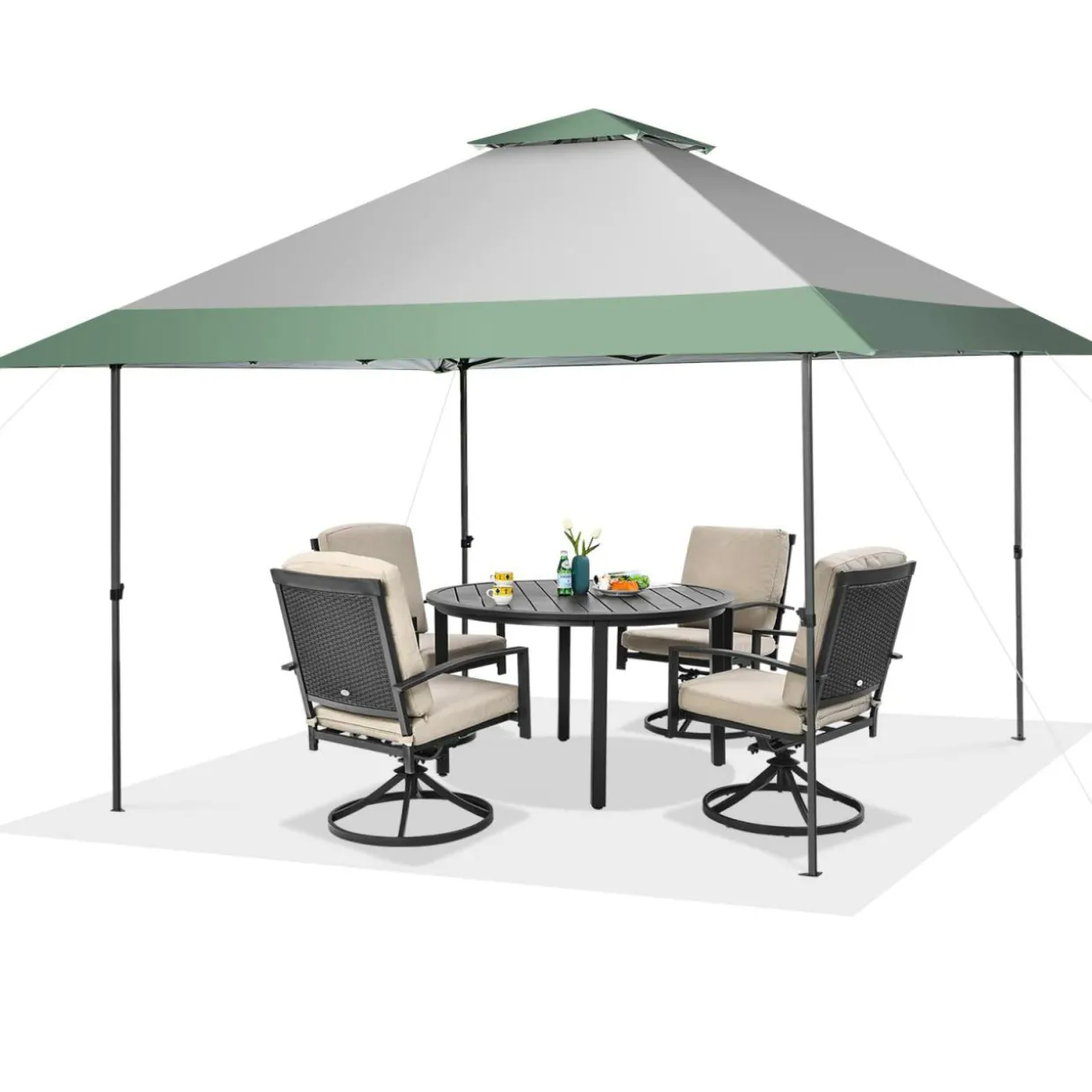 Tangkula 13FT x 13FT Pop-Up Gazebo, UV Canopy Tent with 4 Reinforced Ribs