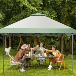 Tangkula 13FT x 13FT Pop-Up Gazebo, UV Canopy Tent with 4 Reinforced Ribs