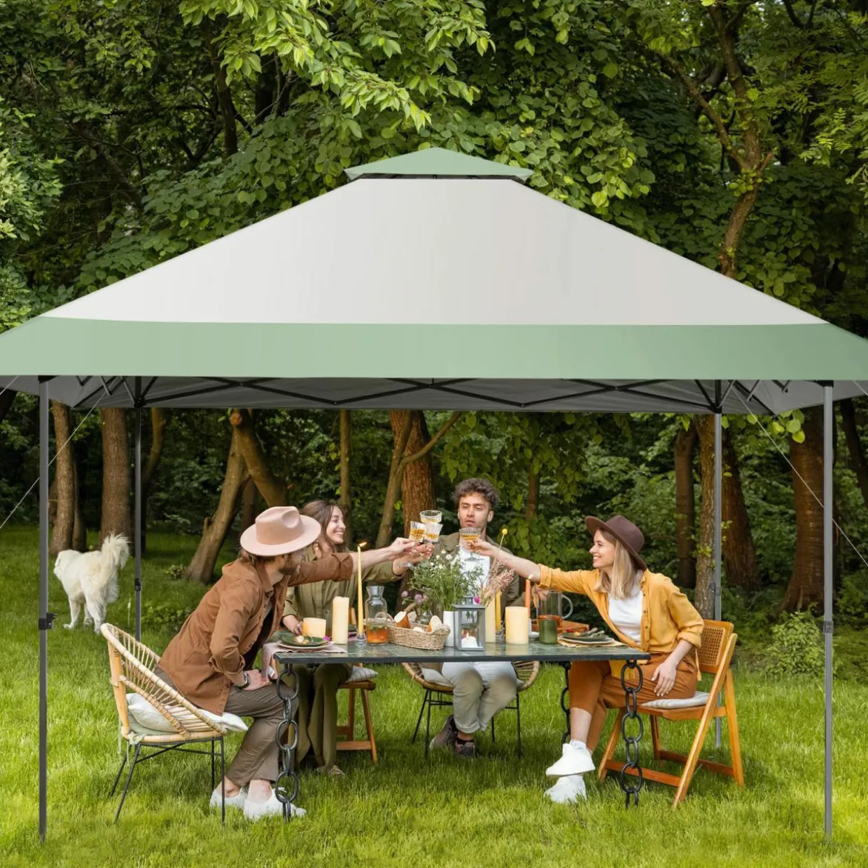 Tangkula 13FT x 13FT Pop-Up Gazebo, UV Canopy Tent with 4 Reinforced Ribs