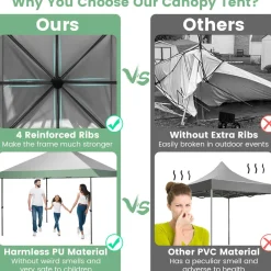 Tangkula 13FT x 13FT Pop-Up Gazebo, UV Canopy Tent with 4 Reinforced Ribs