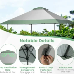 Tangkula 13FT x 13FT Pop-Up Gazebo, UV Canopy Tent with 4 Reinforced Ribs