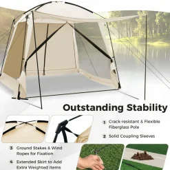 Tangkula 10ft x 10ft Screened Canopy Tent, Screen Shelter Gazebo w/Vestibule, Zippered Door, 6-8 Person Portable Camping Tent