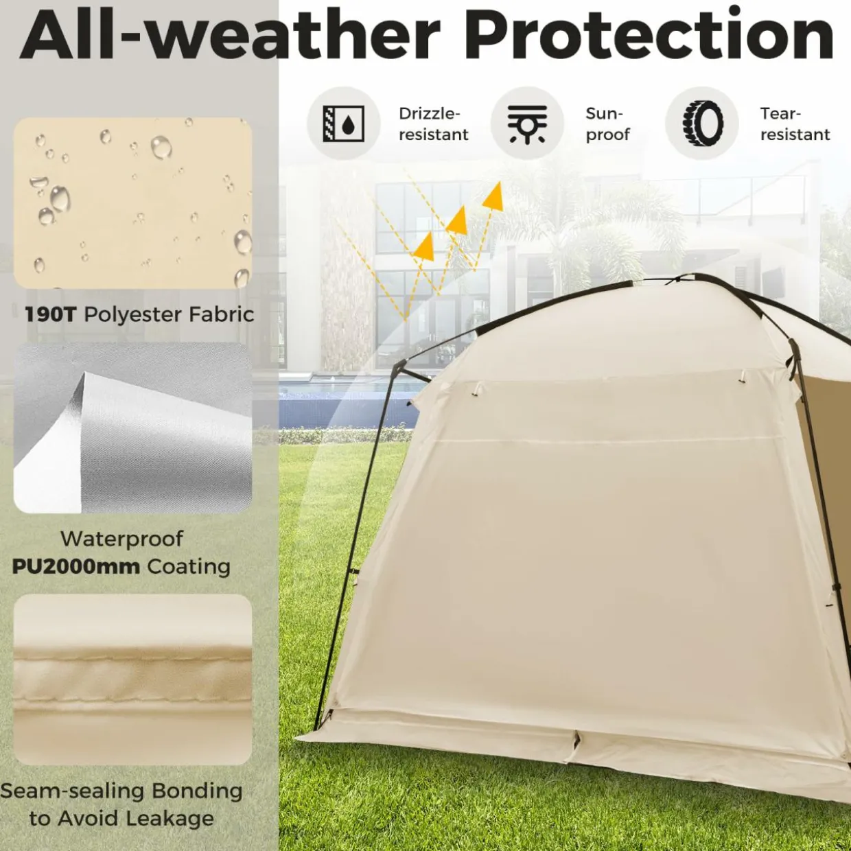 Tangkula 10ft x 10ft Screened Canopy Tent, Screen Shelter Gazebo w/Vestibule, Zippered Door, 6-8 Person Portable Camping Tent