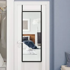 Tangkula Full Length Door Mirror Wall Mirror, 42''x 14'' Over The Door Mirror with 2 Sets of Height Adjusting Hanging Hooks