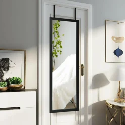 Tangkula Full Length Door Mirror Wall Mirror, 47.5 x 14.5 Inch Over The Door Mirror(Black & White)