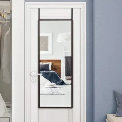 Tangkula Full Length Door Mirror Wall Mirror, 42''x 14'' Over The Door Mirror with 2 Sets of Height Adjusting Hanging Hooks