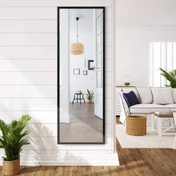 Tangkula Full Length Door Mirror Wall Mirror, 42''x 14'' Over The Door Mirror with 2 Sets of Height Adjusting Hanging Hooks
