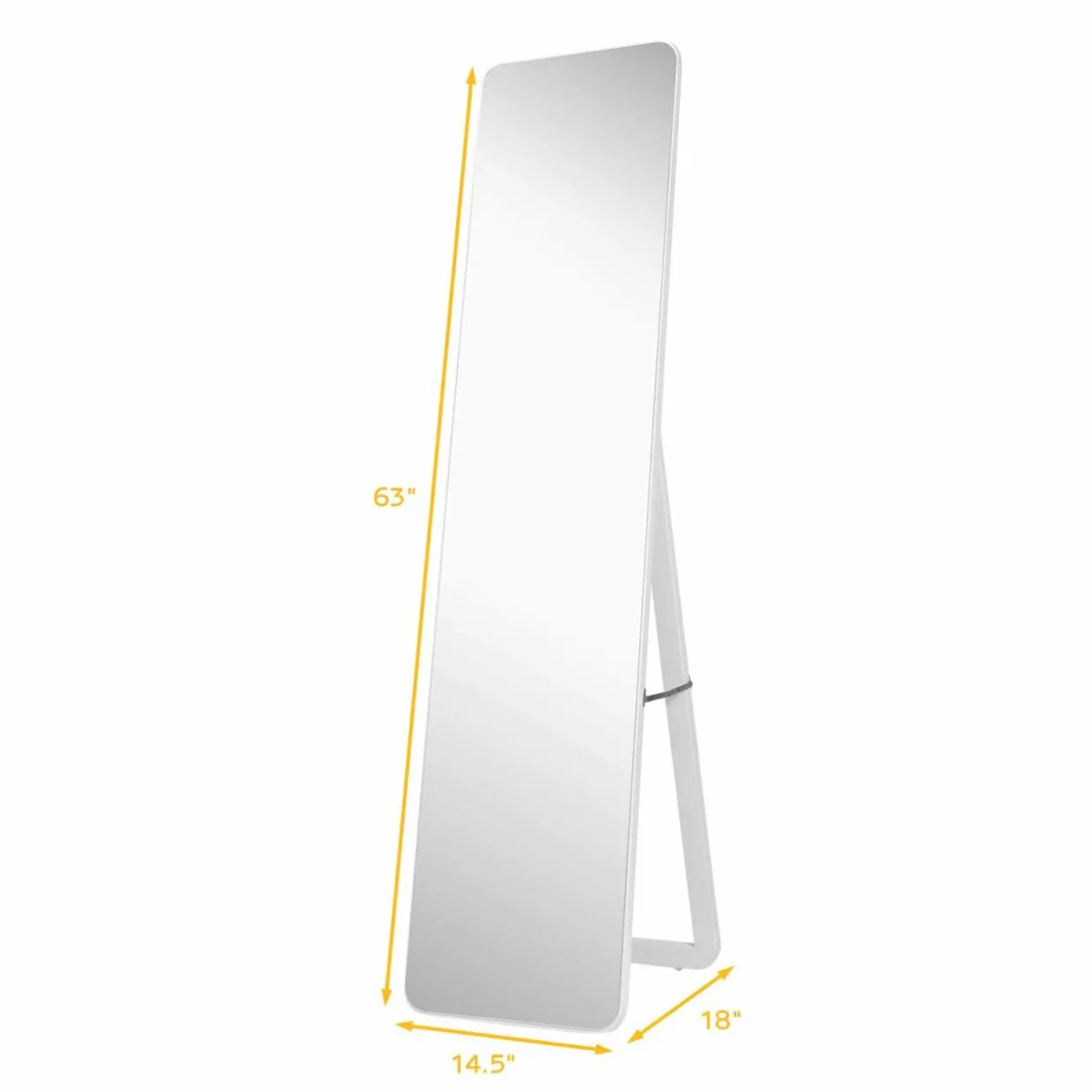 Tangkula Full Length Floor Mirror with Stand, Free Standing or Wall Mounted Mirror, Full Body Mirror with Solid Wood Frame