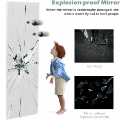 Tangkula Full Length Mirror Wall Mounted , 43 x 15 Inch Rectangle Frameless Mirror w/Beveled Edge, Wall Dressing Mirror