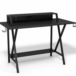 Tangkula Gaming Computer Desk with Monitor Shelf, Gaming Table Workstation with Cup Holder
