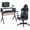 Tangkula Gaming Desk and Chair Set, Ergonomic Gamer Desk & Racing Chair Set Cup Holder, Headphone Hook