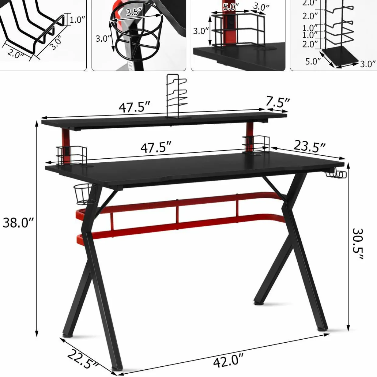 Tangkula Gaming Desk and Chair Set, Ergonomic Gamer Desk & Racing Chair Set Cup Holder, Headphone Hook