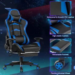 Tangkula Gaming Desk and Chair Set, E-Sport Gamer Desk & Racing Chair Set