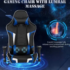 Tangkula Gaming Desk and Chair Set, Ergonomic E-Sport Gamer Desk & Racing Chair Set w/Cup Holder
