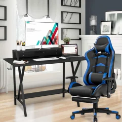 Tangkula Gaming Desk and Chair Set, E-Sport Gamer Desk & Racing Chair Set