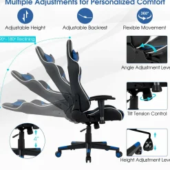 Tangkula Gaming Desk and Chair Set, Ergonomic Gamer Desk & Racing Chair Set Cup Holder, Headphone Hook