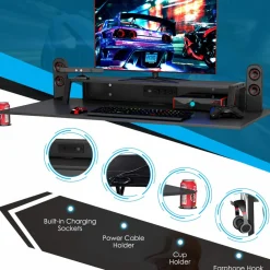 Tangkula Gaming Desk and Chair Set, E-Sport Gamer Desk & Racing Chair Set
