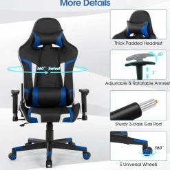 Tangkula Gaming Desk and Chair Set, Ergonomic Gamer Desk & Racing Chair Set Cup Holder, Headphone Hook