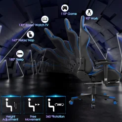 Tangkula Gaming Desk and Chair Set, E-Sport Gamer Desk & Racing Chair Set