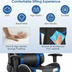 Tangkula Gaming Desk and Chair Set, Ergonomic Gamer Desk & Racing Chair Set Cup Holder, Headphone Hook