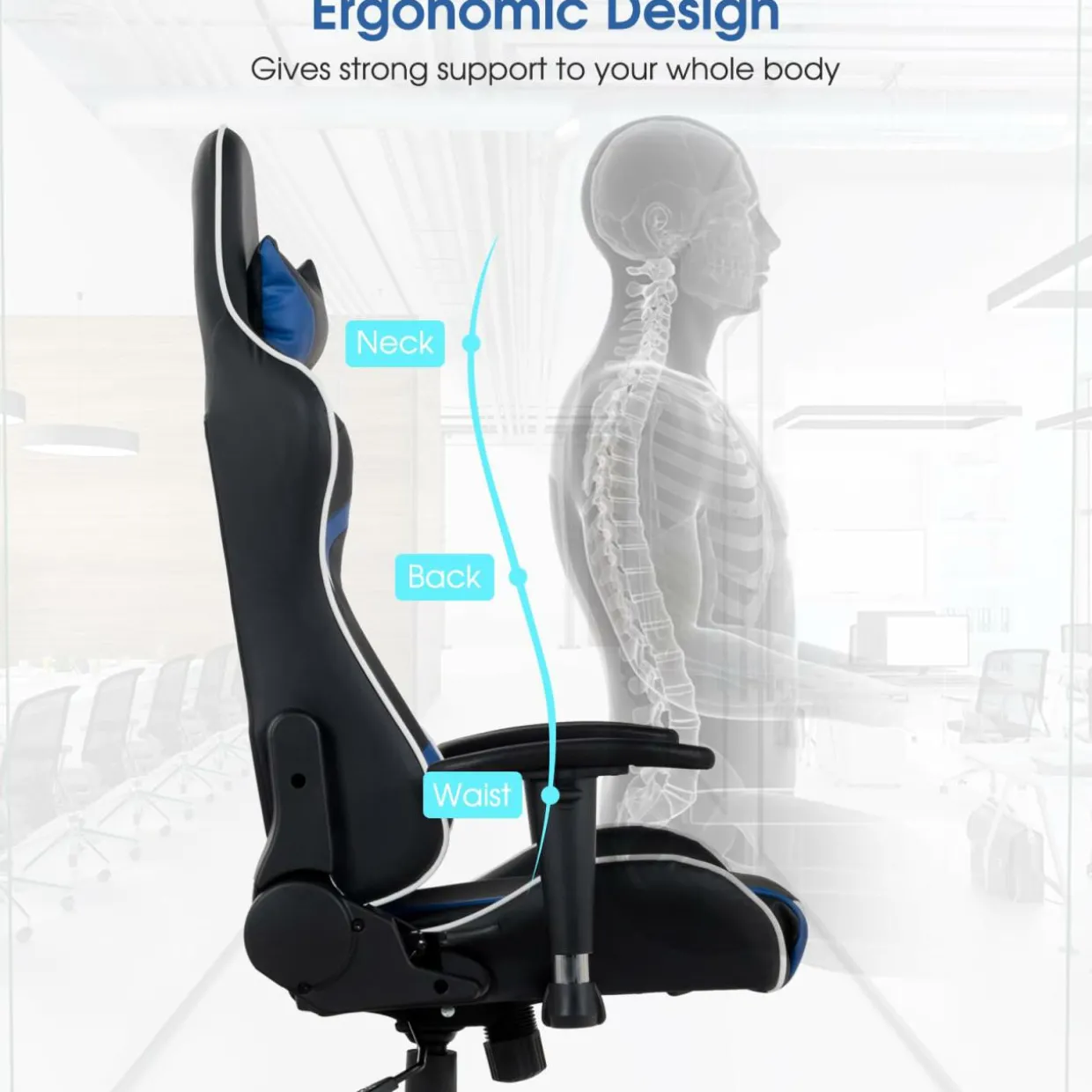 Tangkula Gaming Desk and Chair Set, Ergonomic Gamer Desk & Racing Chair Set Cup Holder, Headphone Hook