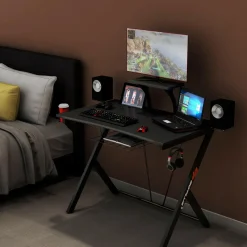 Tangkula Gaming Desk, E-Sport Gaming Workstation, Multifunctional Computer Desk Gamer Desk
