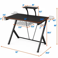 Tangkula Gaming Desk, E-Sport Gaming Workstation, Multifunctional Computer Desk Gamer Desk