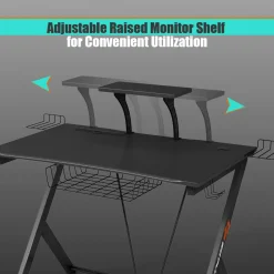 Tangkula Gaming Desk, E-Sport Gaming Workstation, Multifunctional Computer Desk Gamer Desk