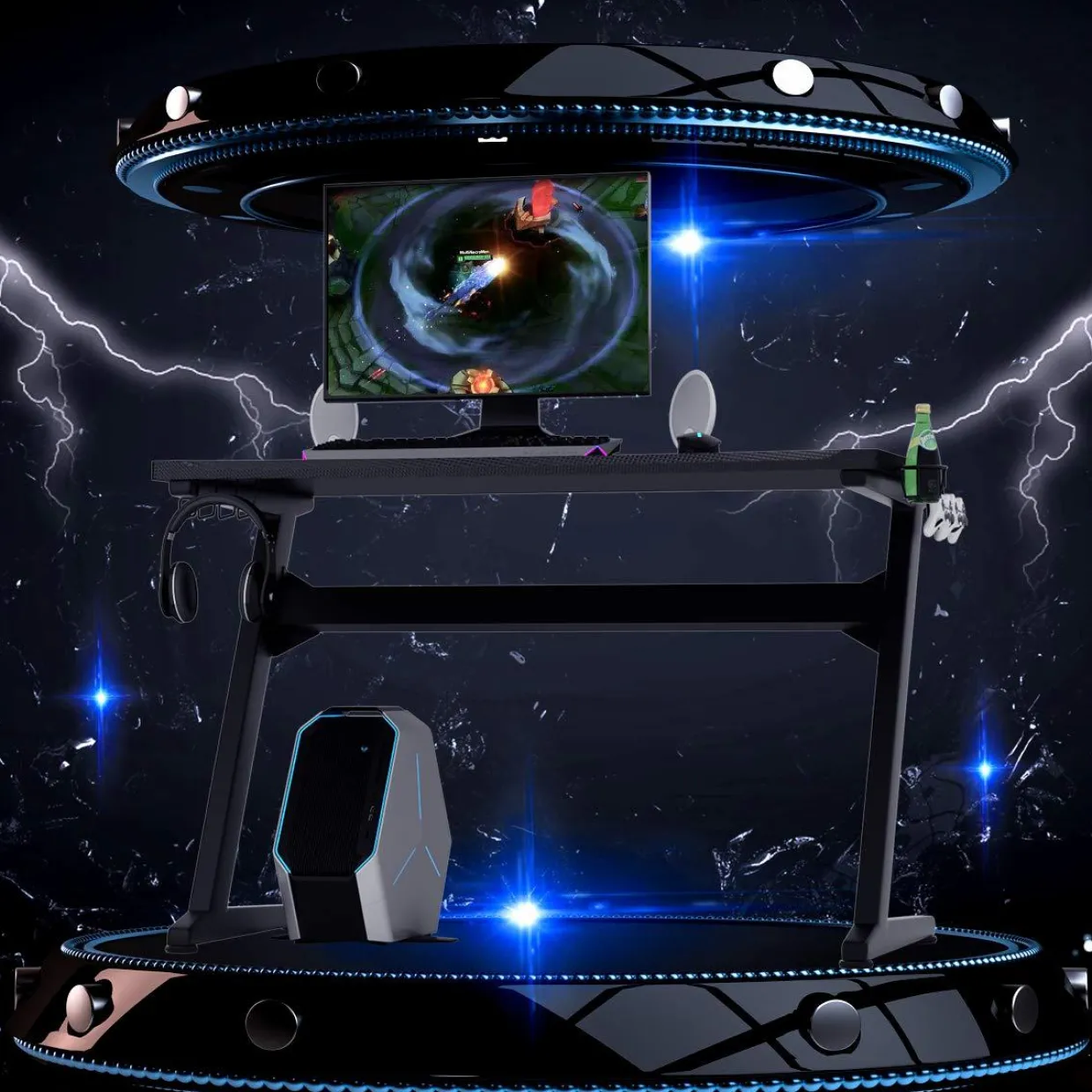 Tangkula Gaming Desk, Z Shaped Ergonomic Gaming Computer Desk