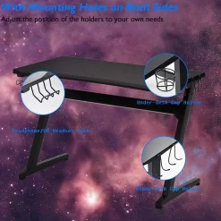 Tangkula Gaming Desk, Z Shaped Ergonomic Gaming Computer Desk