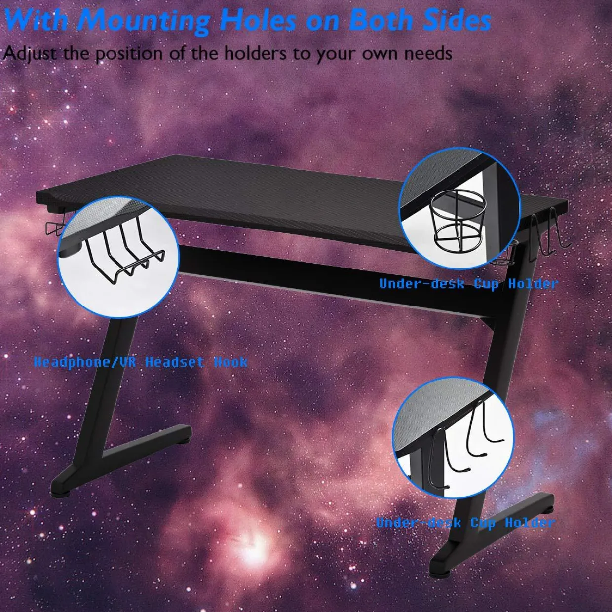 Tangkula Gaming Desk, Z Shaped Ergonomic Gaming Computer Desk