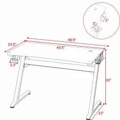 Tangkula Gaming Desk, Z Shaped Ergonomic Gaming Computer Desk