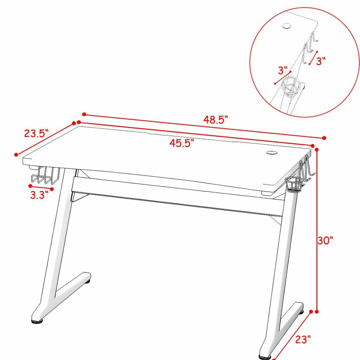 Tangkula Gaming Desk, Z Shaped Ergonomic Gaming Computer Desk
