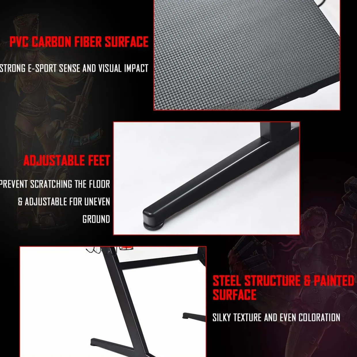 Tangkula Gaming Desk, Z Shaped Ergonomic Gaming Computer Desk