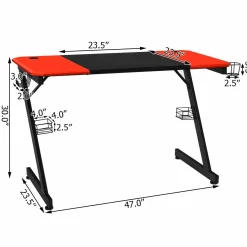 Tangkula Gaming Desk, Z-Shaped Computer Desk Professional Gamer Workstation with PVC Blow Molding Textured Surface