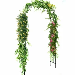 Tangkula Garden Arbor, Metal Arch with Trellis for Climbing Plants