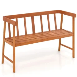Tangkula Garden Bench with Slatted Seat for Porch, Park, Backyard