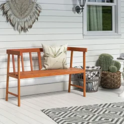 Tangkula Garden Bench with Slatted Seat for Porch, Park, Backyard