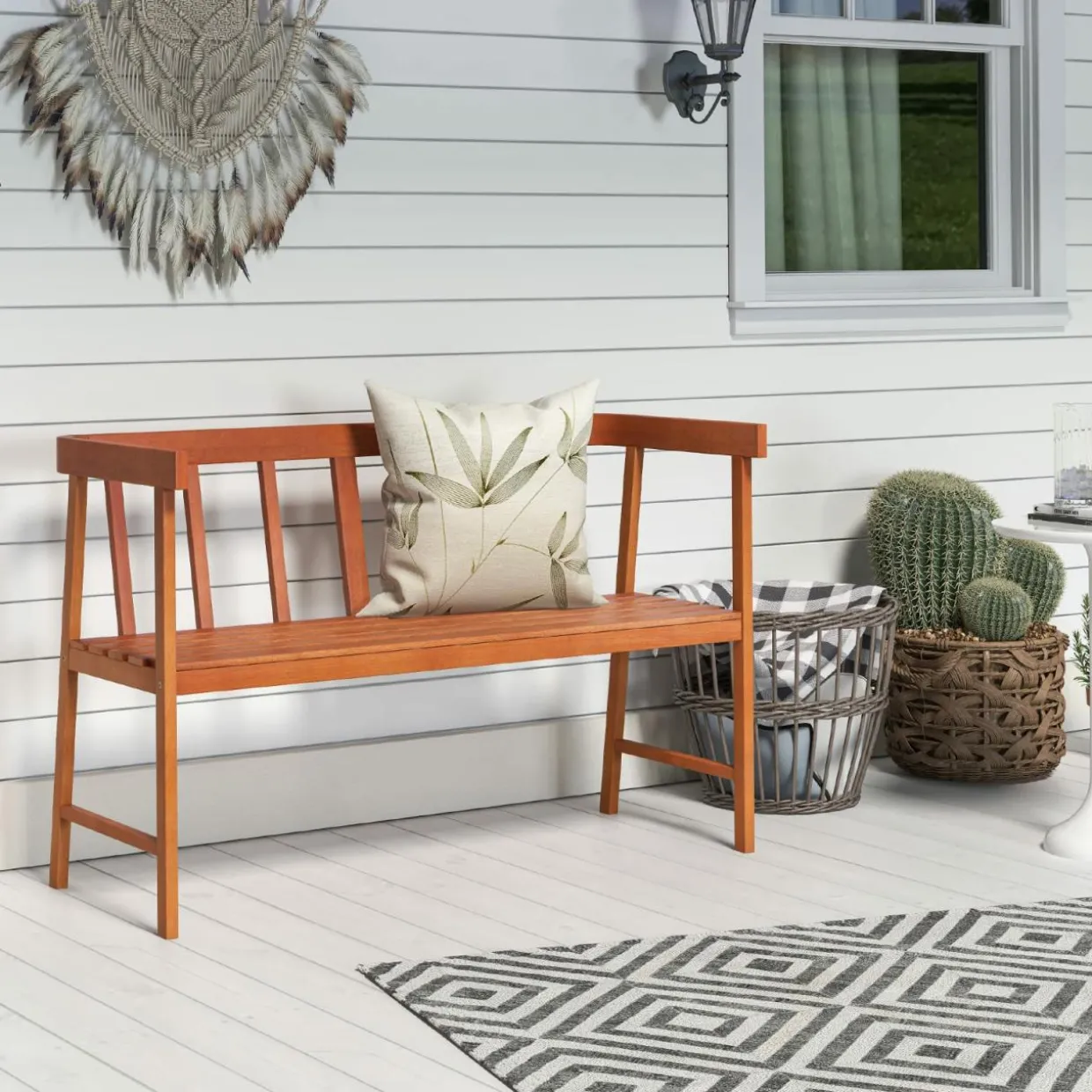 Tangkula Garden Bench with Slatted Seat for Porch, Park, Backyard
