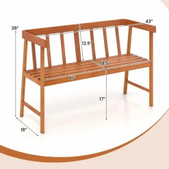 Tangkula Garden Bench with Slatted Seat for Porch, Park, Backyard