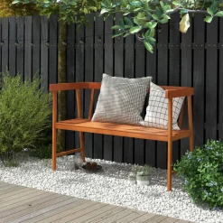 Tangkula Garden Bench with Slatted Seat for Porch, Park, Backyard