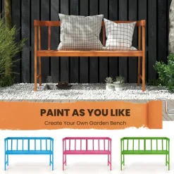 Tangkula Garden Bench with Slatted Seat for Porch, Park, Backyard