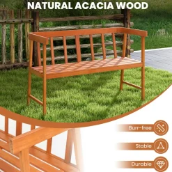 Tangkula Garden Bench with Slatted Seat for Porch, Park, Backyard
