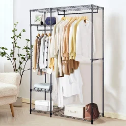 Tangkula Garment Rack Clothing Rack, Heavy Duty Free Standing Closet Organizer with Storage Shelves & Hanging Rods