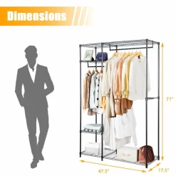 Tangkula Garment Rack Clothing Rack, Heavy Duty Free Standing Closet Organizer with Storage Shelves & Hanging Rods