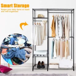 Tangkula Garment Rack Clothing Rack, Heavy Duty Free Standing Closet Organizer with Storage Shelves & Hanging Rods