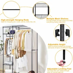 Tangkula Garment Rack Clothing Rack, Heavy Duty Free Standing Closet Organizer with Storage Shelves & Hanging Rods
