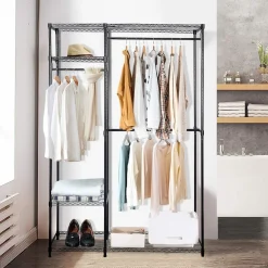 Tangkula Garment Rack Clothing Rack, Heavy Duty Free Standing Closet Organizer with Storage Shelves & Hanging Rods