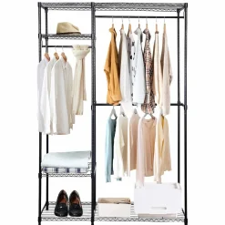 Tangkula Garment Rack Clothing Rack, Heavy Duty Free Standing Closet Organizer with Storage Shelves & Hanging Rods